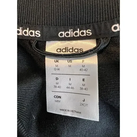 Adidas Track Jacket Women's Medium Black 3 Stripes Warmup Activewear Zip Front - Picture 7 of 8